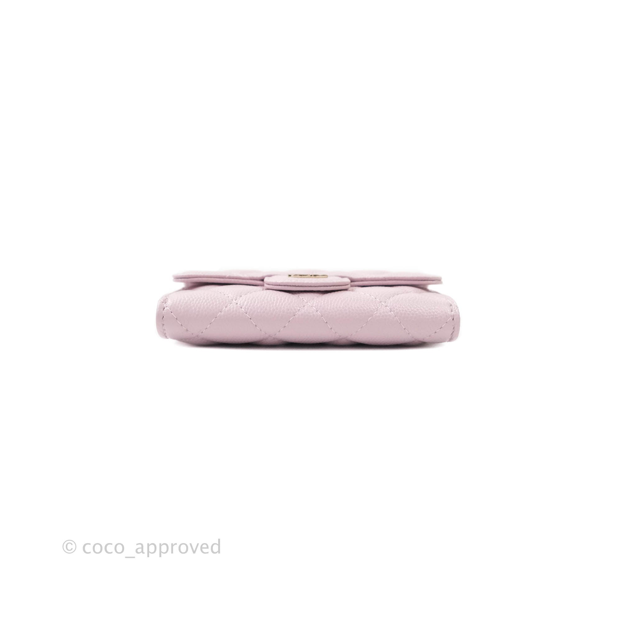 Chanel Caviar Quilted Flap Card Wallet in Lilac Rose Clair with Gold Hardware | 21S Collection | Perfect for Everyday Use & Luxury Gift Giving