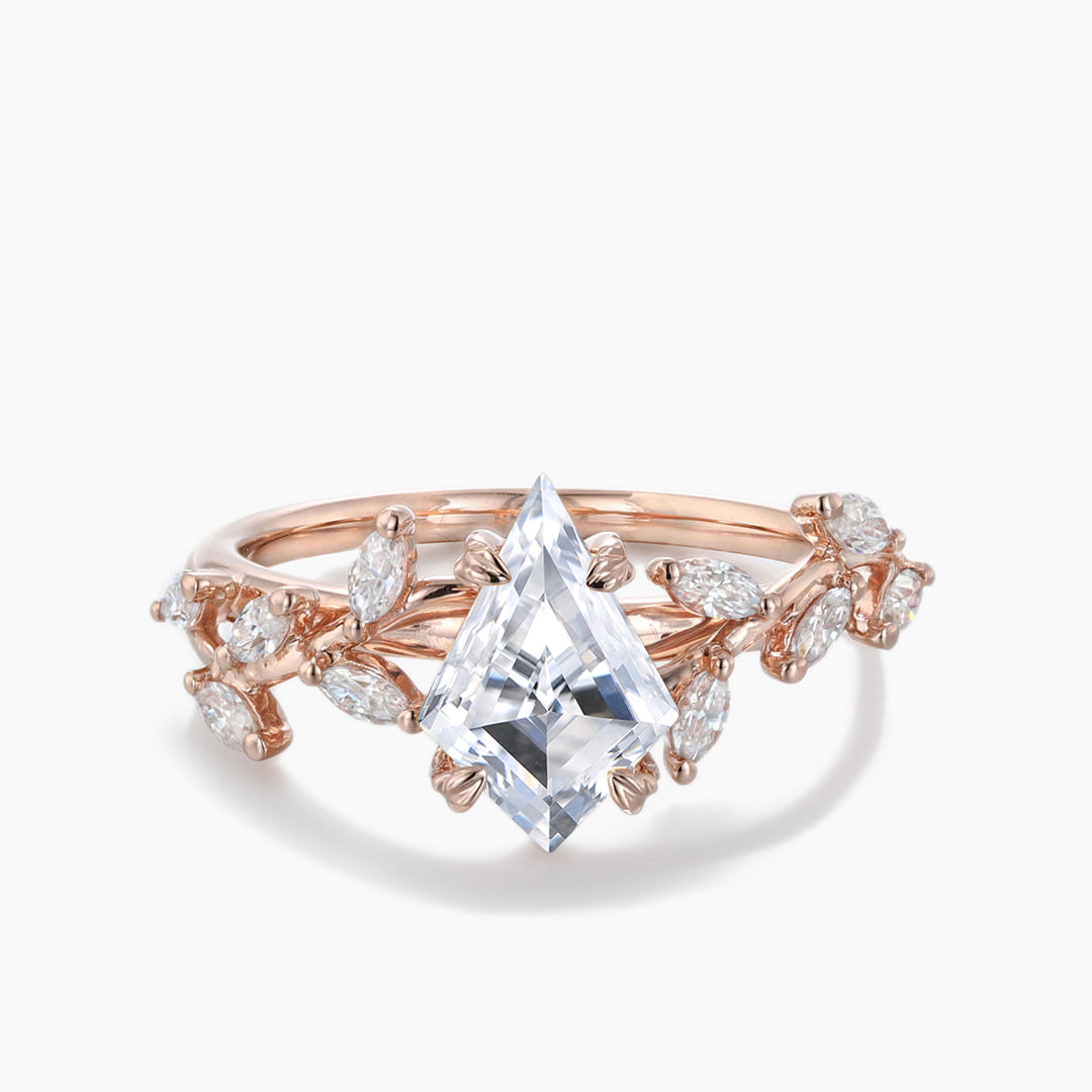 Nature Inspired Kite Cut Moissanite Diamond Bypass Engagement Ring for Women - Eco-Friendly Wedding Jewelry, Unique Proposal Gift for Her - Perfect for Anniversaries, Valentine's Day & Special Occasions