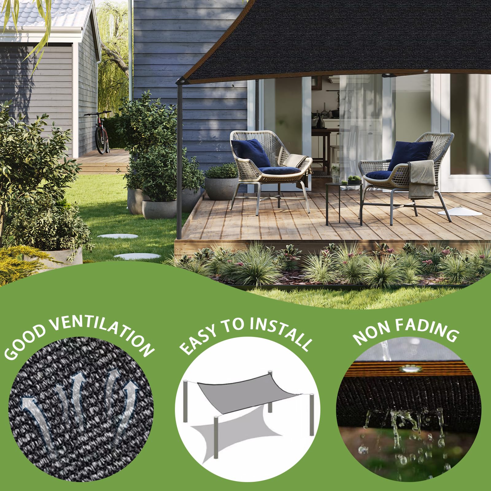 DGSL 40% UV Protection Shade Cloth - 10Ft x 13Ft Greenhouse Cover with Reinforced Grommets | Breathable Mesh Tarp for Pergola, Patio Plants, Chicken Coop & Garden | Outdoor Sun Shade for Backyard, Pool Area & Deck Protection