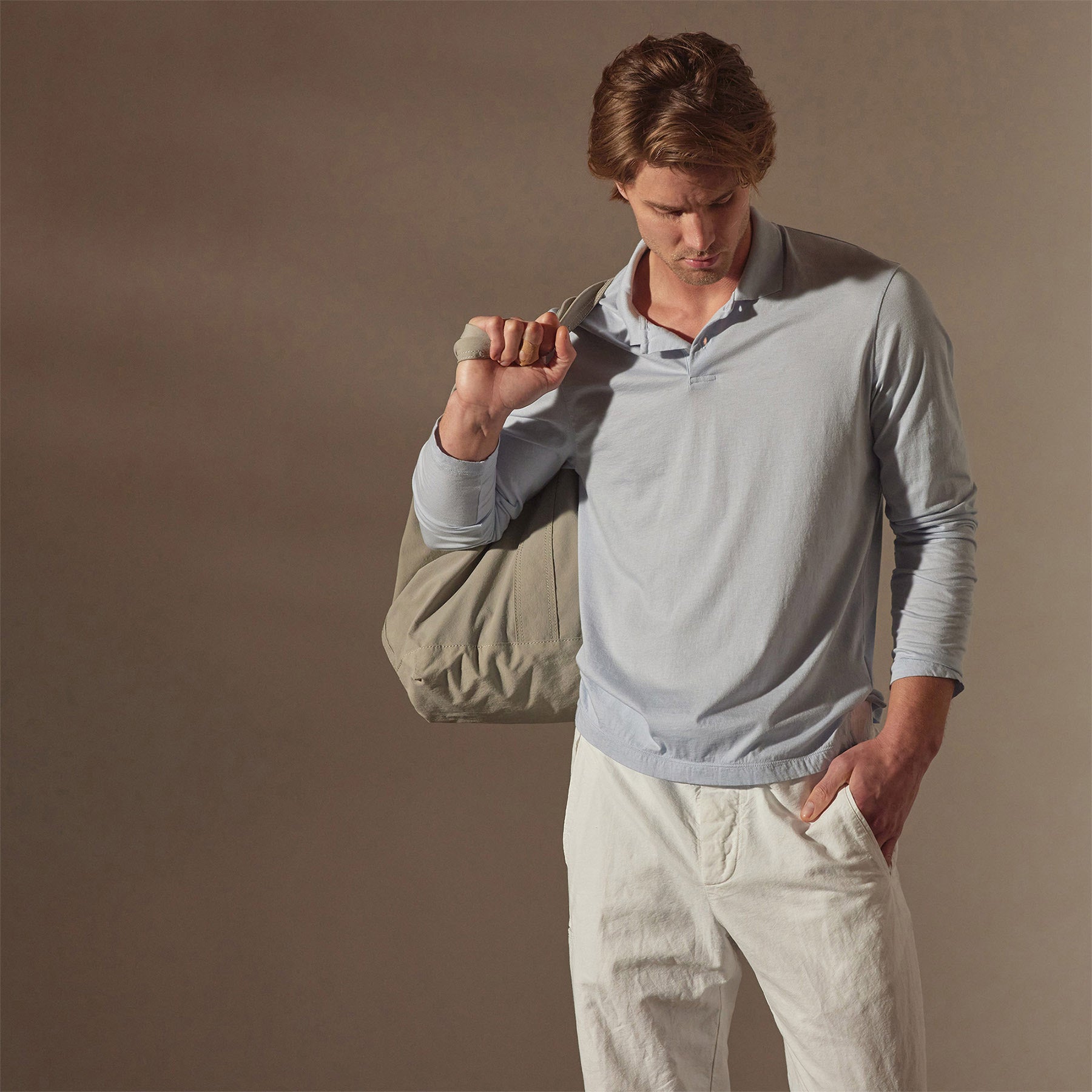 Luxury Lotus Jersey Long Sleeve Polo Shirt for Men - Soft Breathable Fabric, Comfort Fit Casual Wear - Perfect for Golf, Office & Outdoor Activities