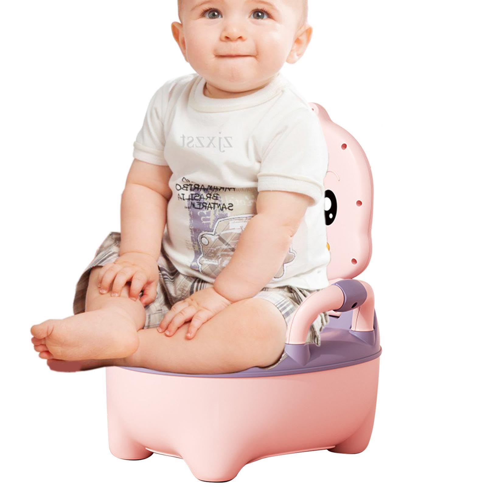 1-2 Pcs Toddler Potty Chair - Spill-Proof Kids Training Toilet Seat with Oval Bottom Design | Lightweight Foldable Travel Potty for Boys & Girls | Durable Portable Baby Potty for Home, Car & Outdoor Use (Pink)