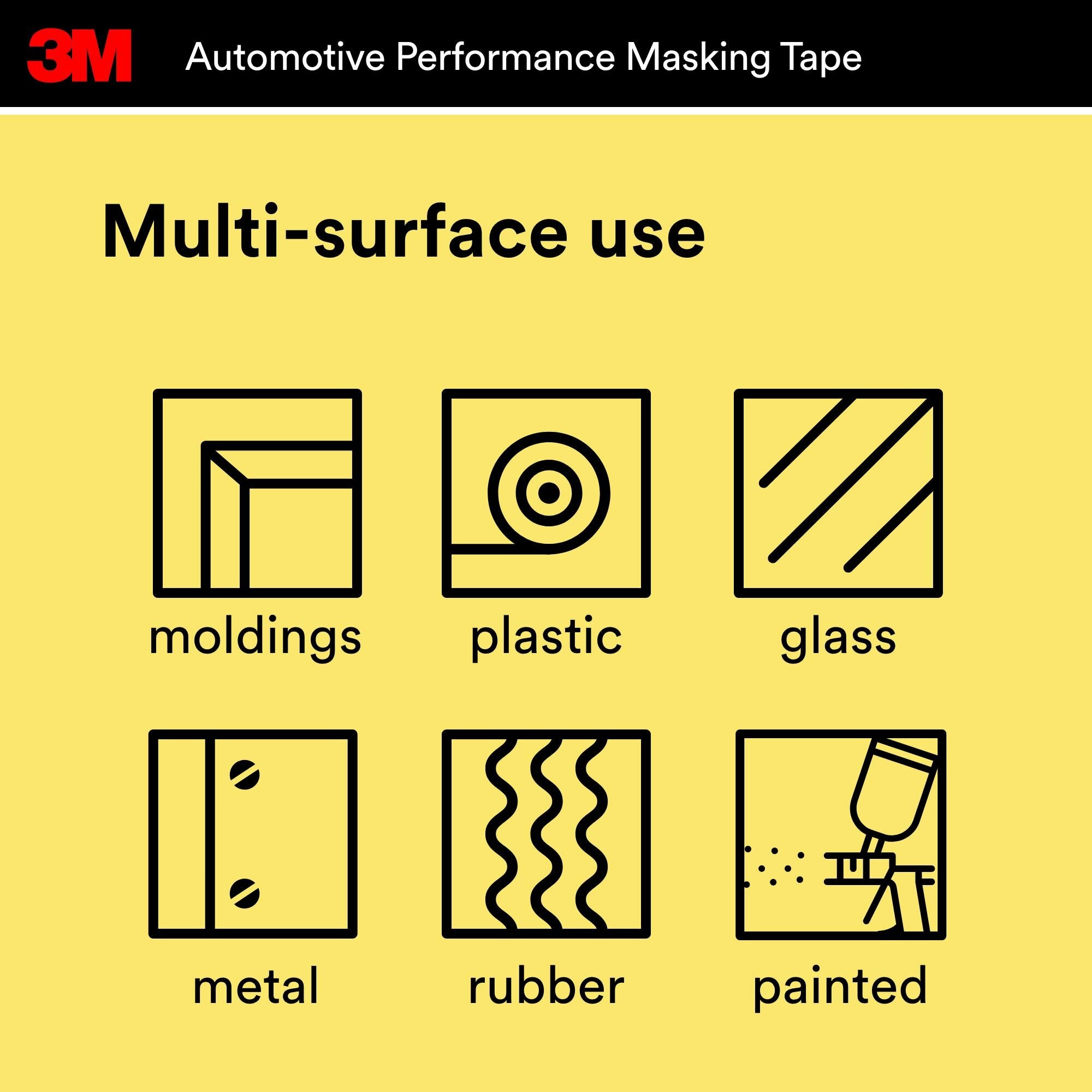 3M Automotive Refinish Masking Tape 03423 - 18mm x 32m High-Temperature Resistant Adhesive Tape for Car Painting, Bodywork & Detailing - Perfect for Auto Shops & DIY Projects