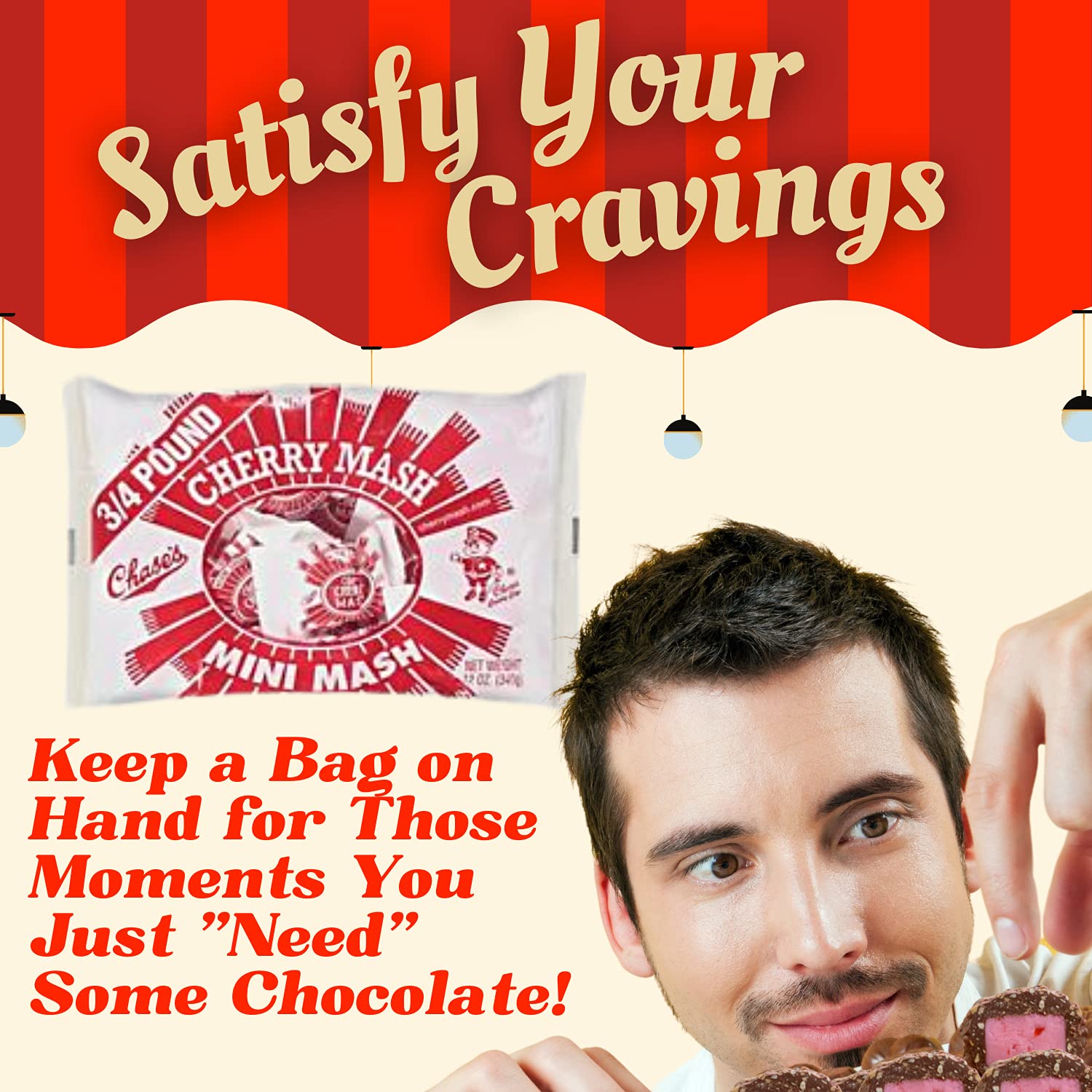 Chase's Cherry Mash Candy Bar Mini-Mash Original - 12 oz Bags (Pack of 2) - Chocolate & Peanut Covered Cherry Candies with Covey's Concessions Snack Bag Clip | Perfect for Halloween Treats, Party Favors, and Office Snacks