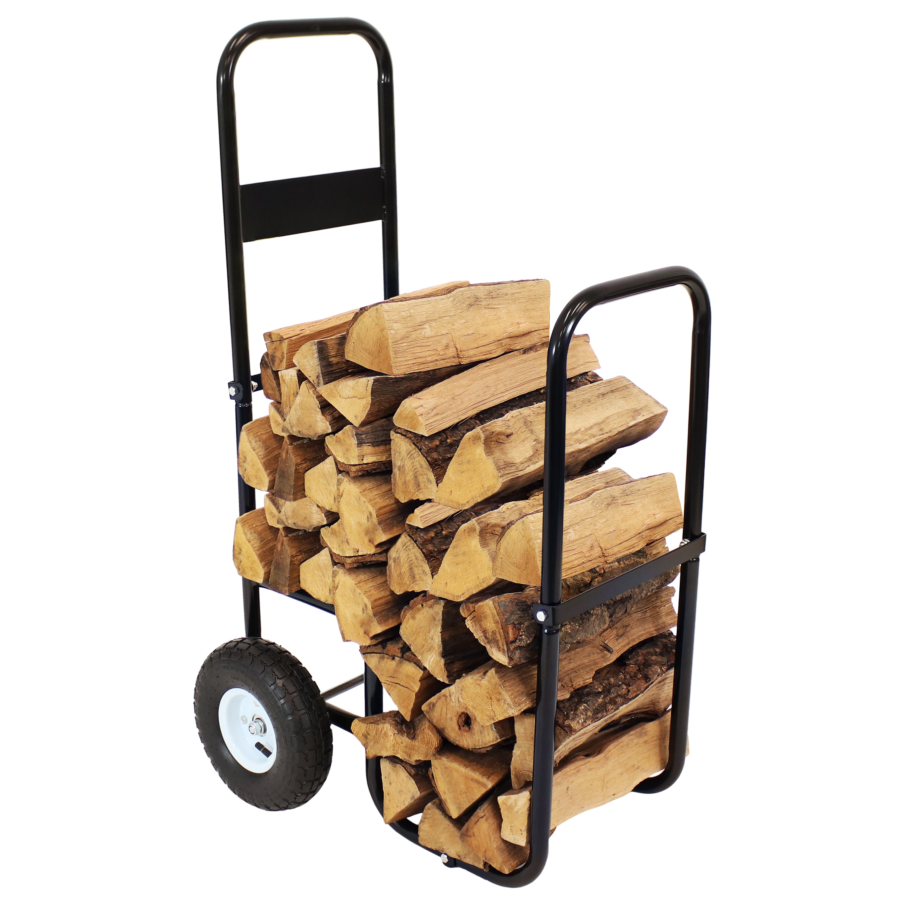 Heavy Duty Firewood Log Cart with Wheels - Durable Outdoor Wood Carrier for Fireplace, Camping & Backyard - Easy Transport & Storage