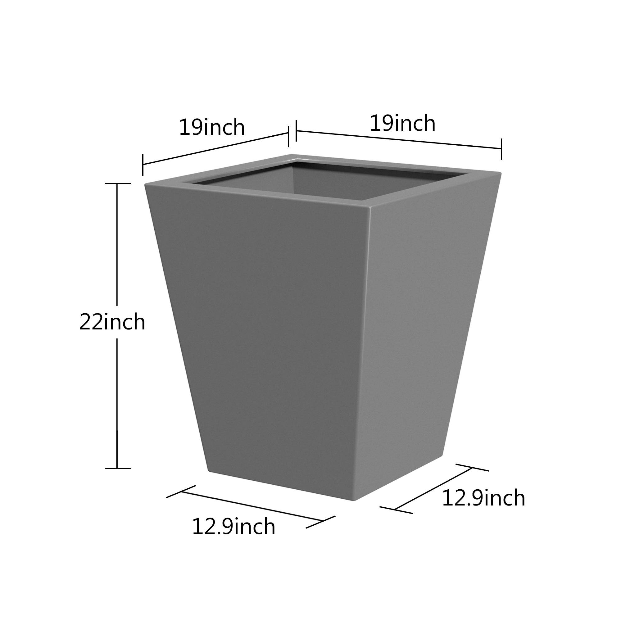 22 Inch Tall Metal Tapered Planter - Large Outdoor & Indoor Garden Pot with Drainage Hole & Rubber Plug, Modern Decorative Flower Pot for Home, Patio, Balcony & Office Decor