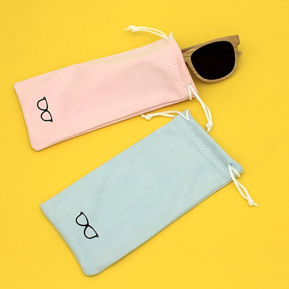 HEALLILY 6-Pack Microfiber Eyeglass Pouches - Drawstring Sunglasses Storage Bags for Glasses, Screens & Small Items - Mixed Colors (Perfect for Travel, Office & Home Organization)