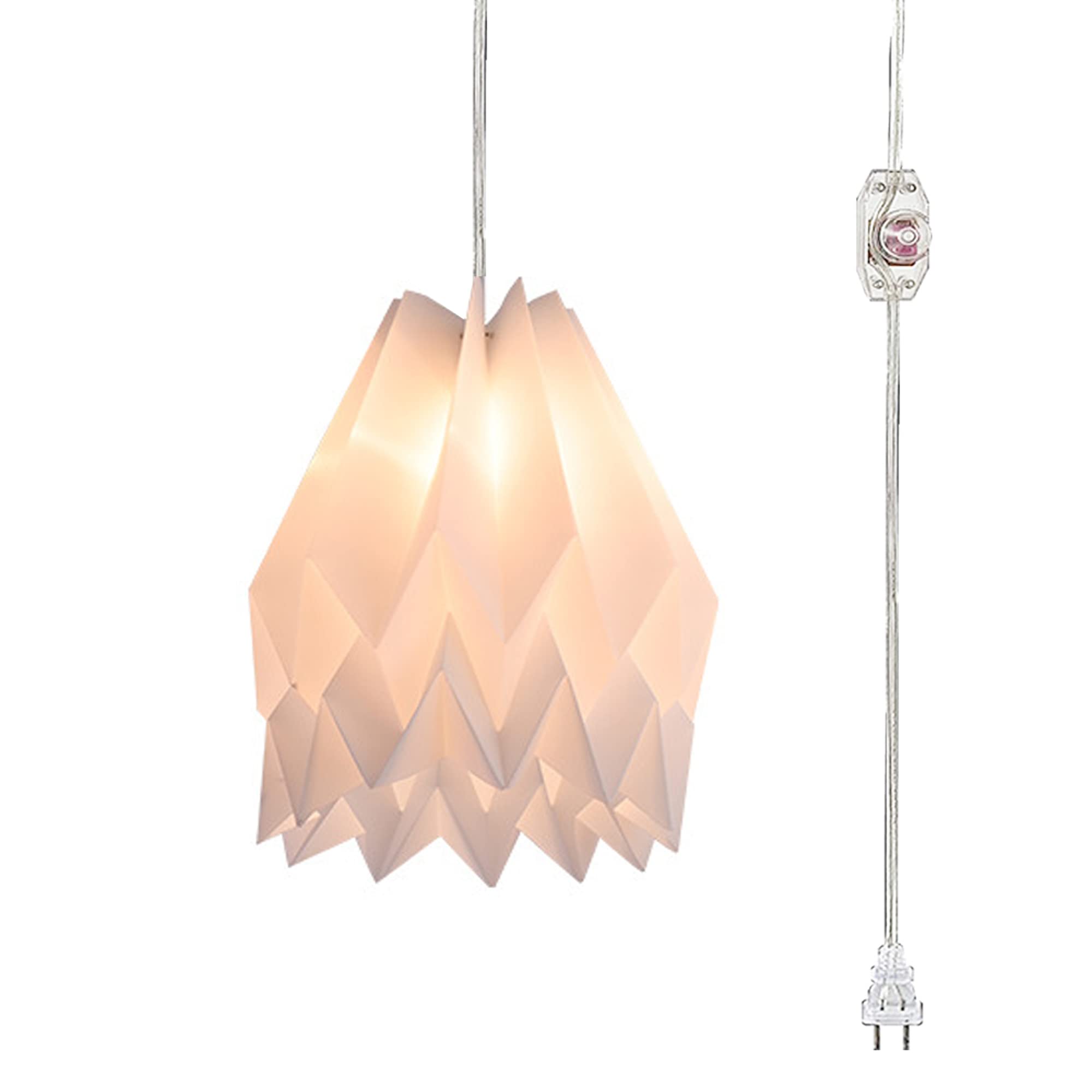 15ft Plug-in Acrylic Pendant Light with UL Dimmer Switch - Pure White Nordic Minimalist Lampshade for Living Room, Restaurant & Loft Decor | Modern Scandinavian Ceiling Lighting for Dining Areas, Bedrooms & Commercial Spaces