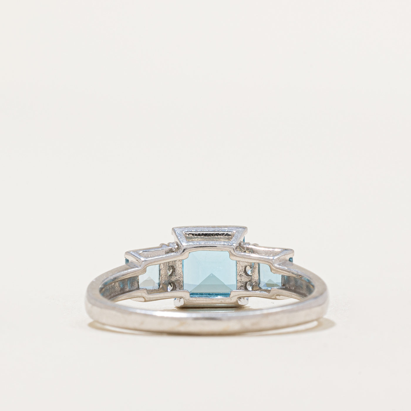 1.50ctw Three Stone Princess Cut Topaz & Diamond Ring - 0.05ctw Diamonds | Size 7.25 | Elegant Engagement, Anniversary Gift for Her