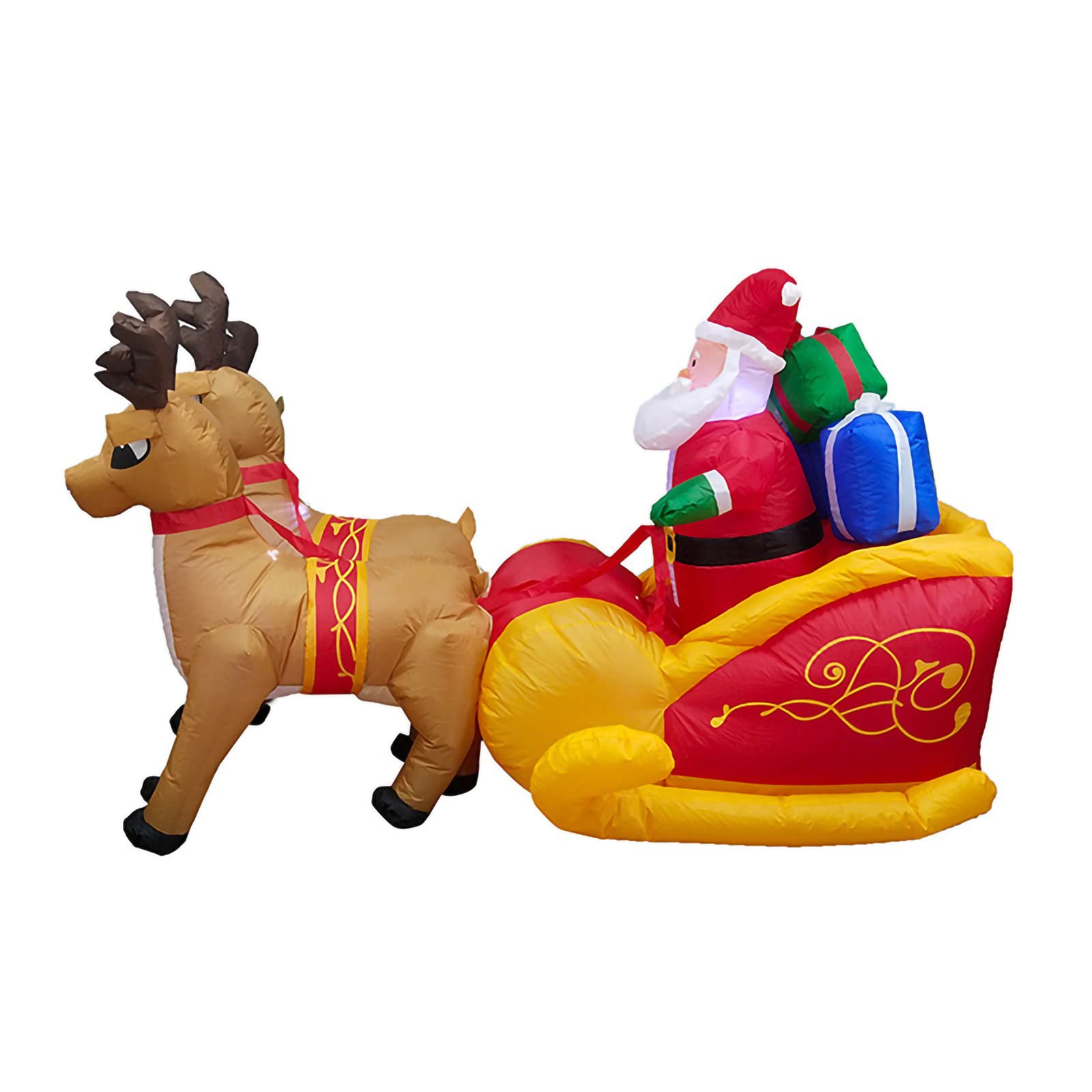 6 FT Inflatable Santa Claus on Sleigh with Reindeers & Penguin LED Lights - Christmas Yard Decoration for Indoor Outdoor Holiday Party, Garden, Lawn, Winter Decor | Perfect for Xmas Festivities, Home Decor & Seasonal Celebrations
