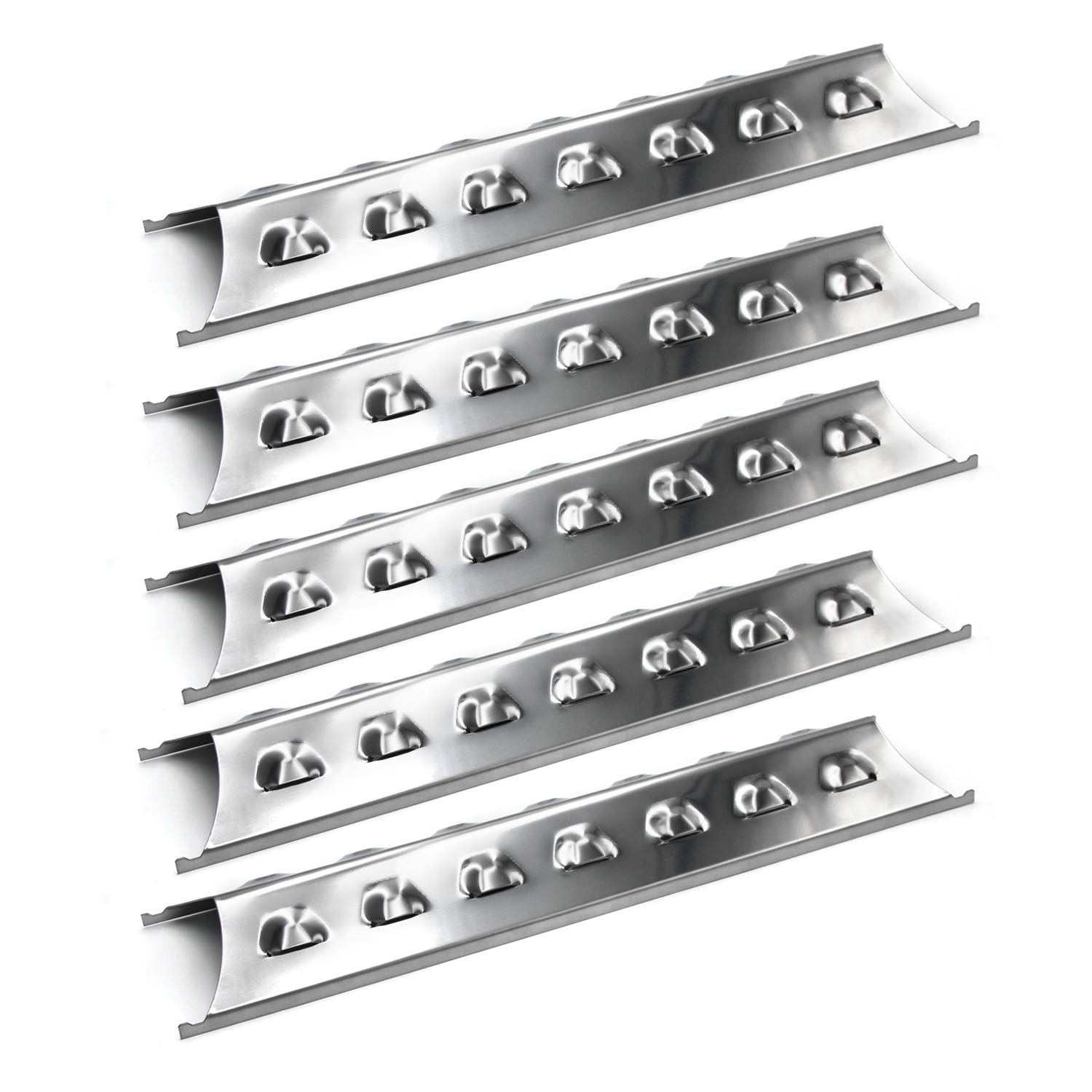 Hongso 5-Pack Stainless Steel Heat Plates & Burner Covers - Compatible with Brinkmann & Charmglow Gas Grills - Durable Heat Shield, Flavorizer Bar & Vaporizer Bar Replacement - Perfect for BBQ, Backyard Grilling & Outdoor Cooking