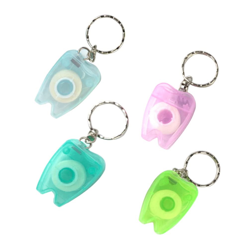Ciieeo 4-Pack 15M Dental Floss Keychain - Portable Teeth Cleaning Oral Care Tooth Cleaner for Travel & On-The-Go Interdental Cleaners (Random Colors) - Perfect for Travel, Office, Gym & Daily Oral Hygiene