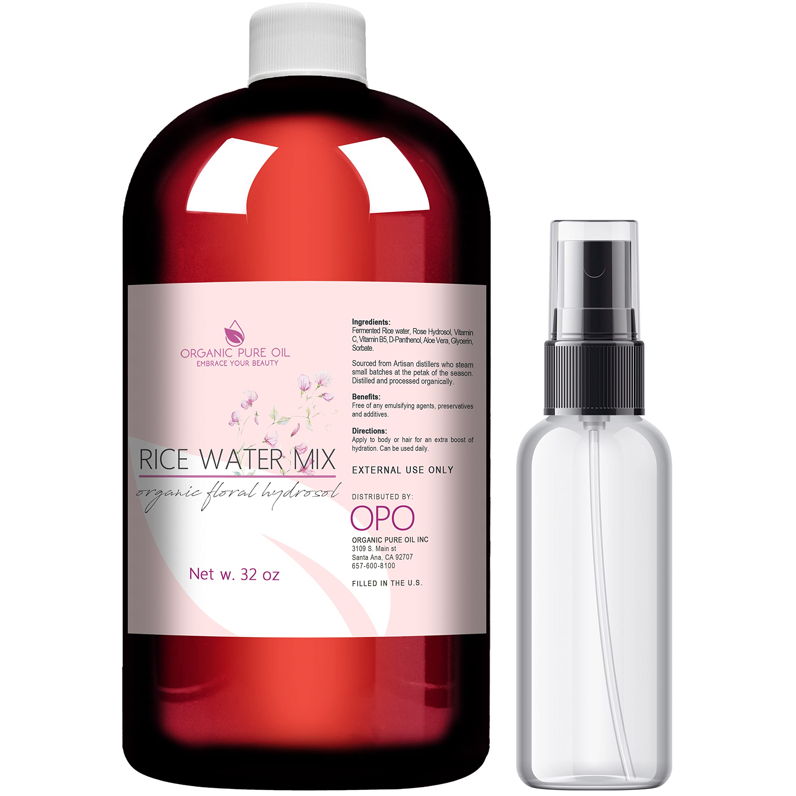 Rice Water Hair Growth Spray - 100% Natural Fermented Herbal Mist with Aloe Vera & D-Panthenol for Scalp Care - Strengthens Dry, Oily & Brittle Hair - Ideal for Locs, Dreads & Damaged Hair - Antioxidant-Rich Leave-In Conditioner for Daily Hair Growth Routine