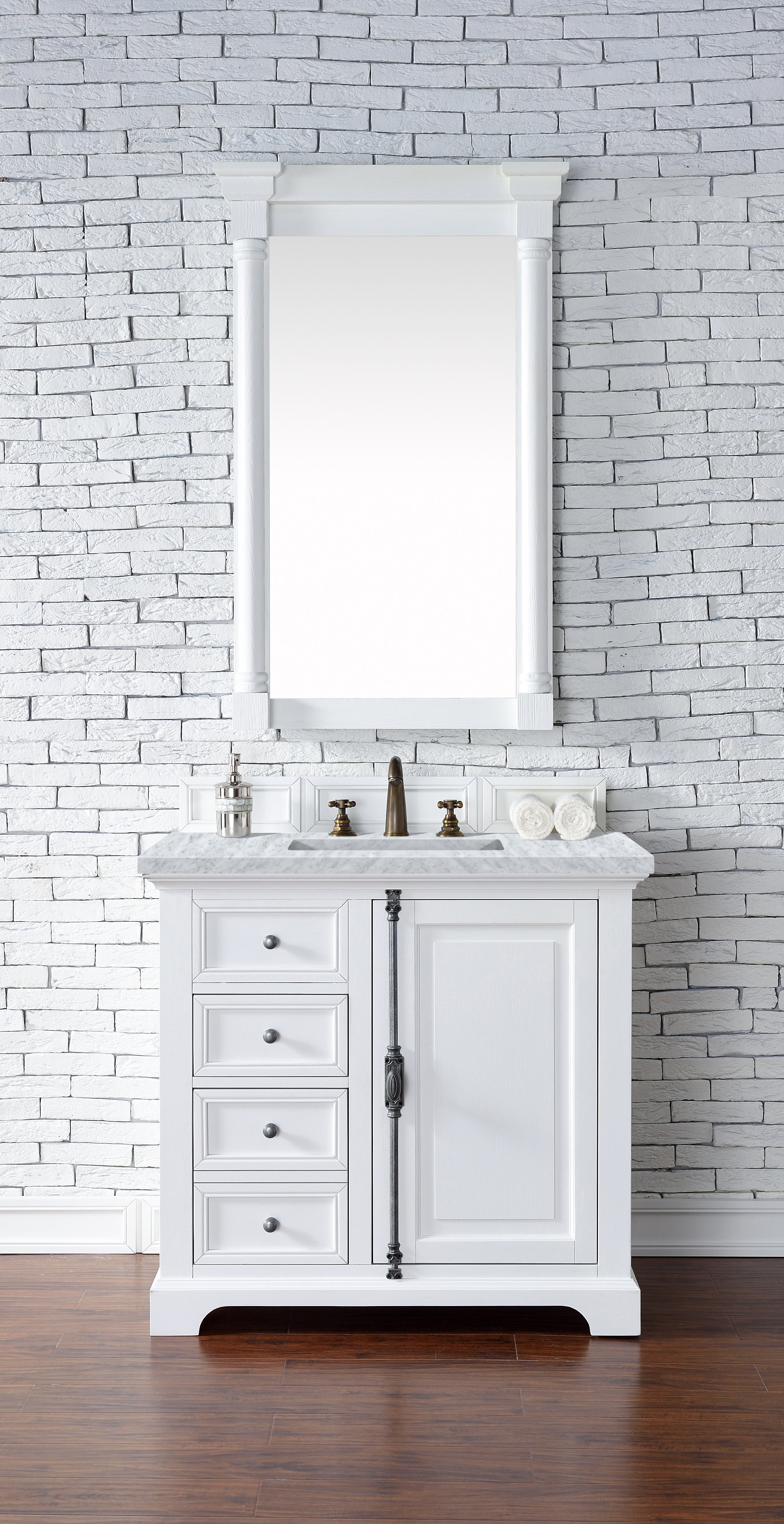 Providence 36 Inch White Bathroom Vanity with 3CM Carrara Marble Top - Perfect for Modern Master Bath & Powder Room Remodeling