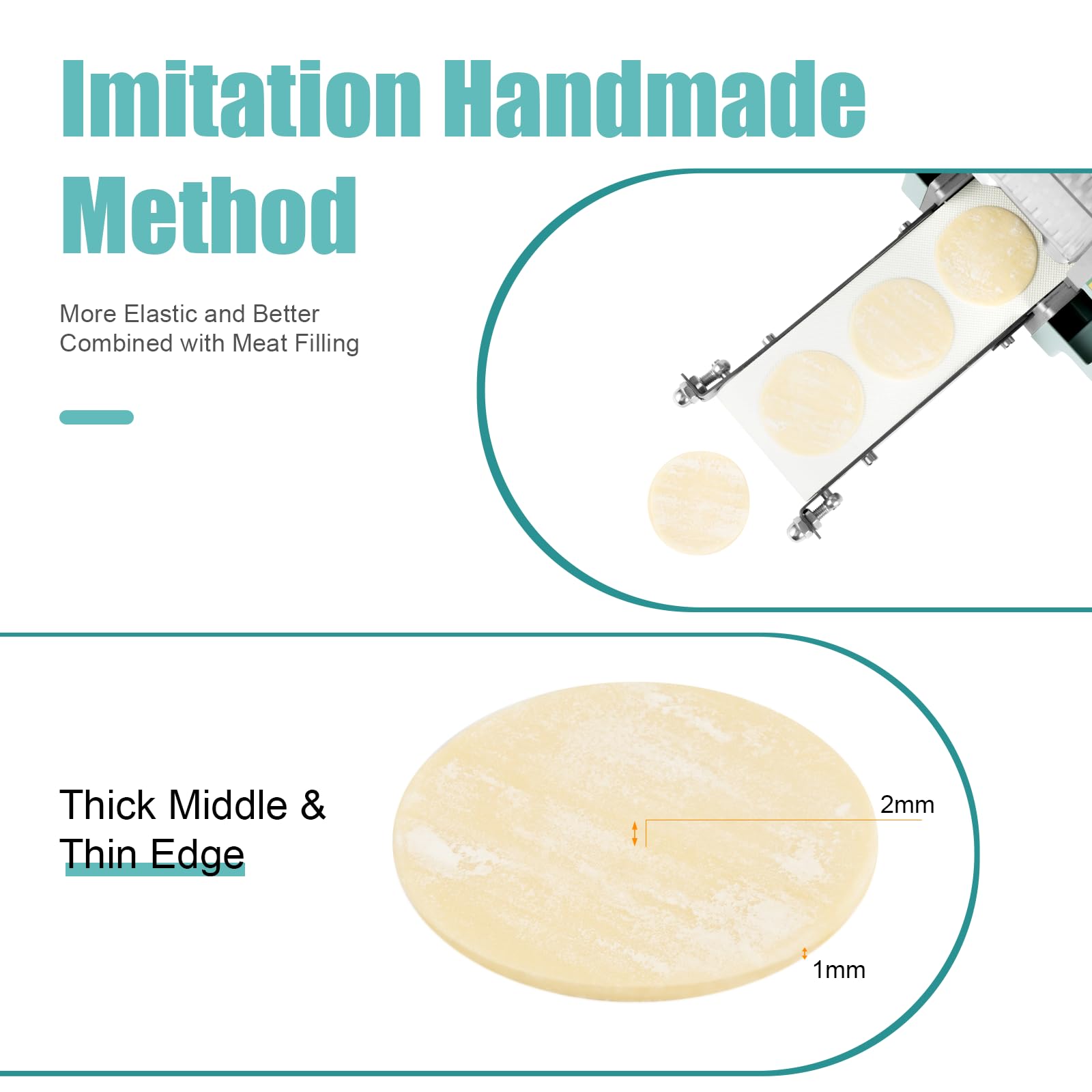 110V Electric Dumpling Wrapper Machine - Commercial Automatic Dumpling Skin Maker with 8cm Round Mold (3.15in) - Wonton Dough Maker (10g, 60pcs/Min) for Restaurants, Catering & Home Cooking