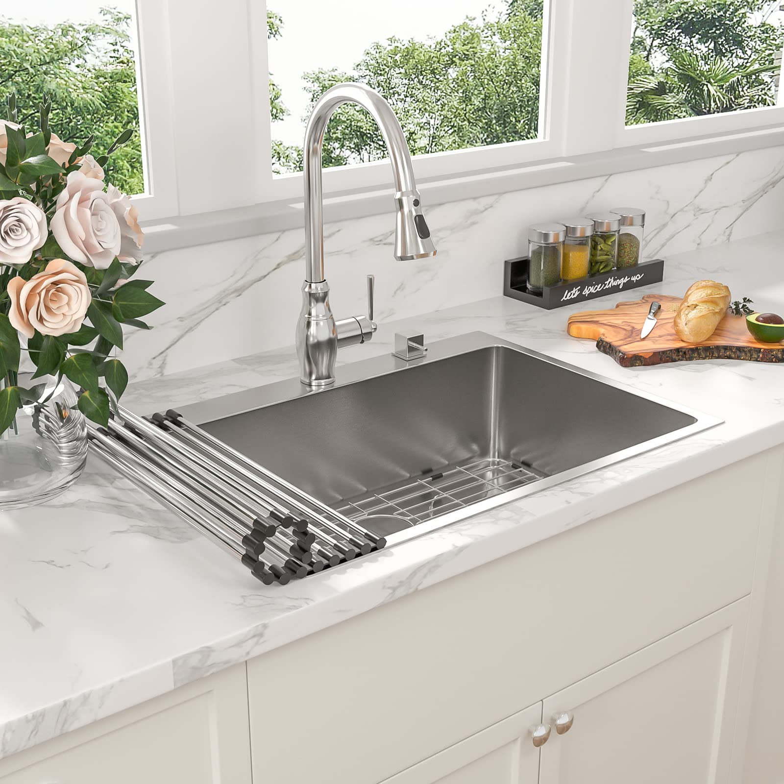 30 Inch Stainless Steel Topmount Kitchen Sink - Sarlai 16 Gauge Deep Single Bowl Basin with Round Corners, Ideal for Modern Home Kitchens and Renovations