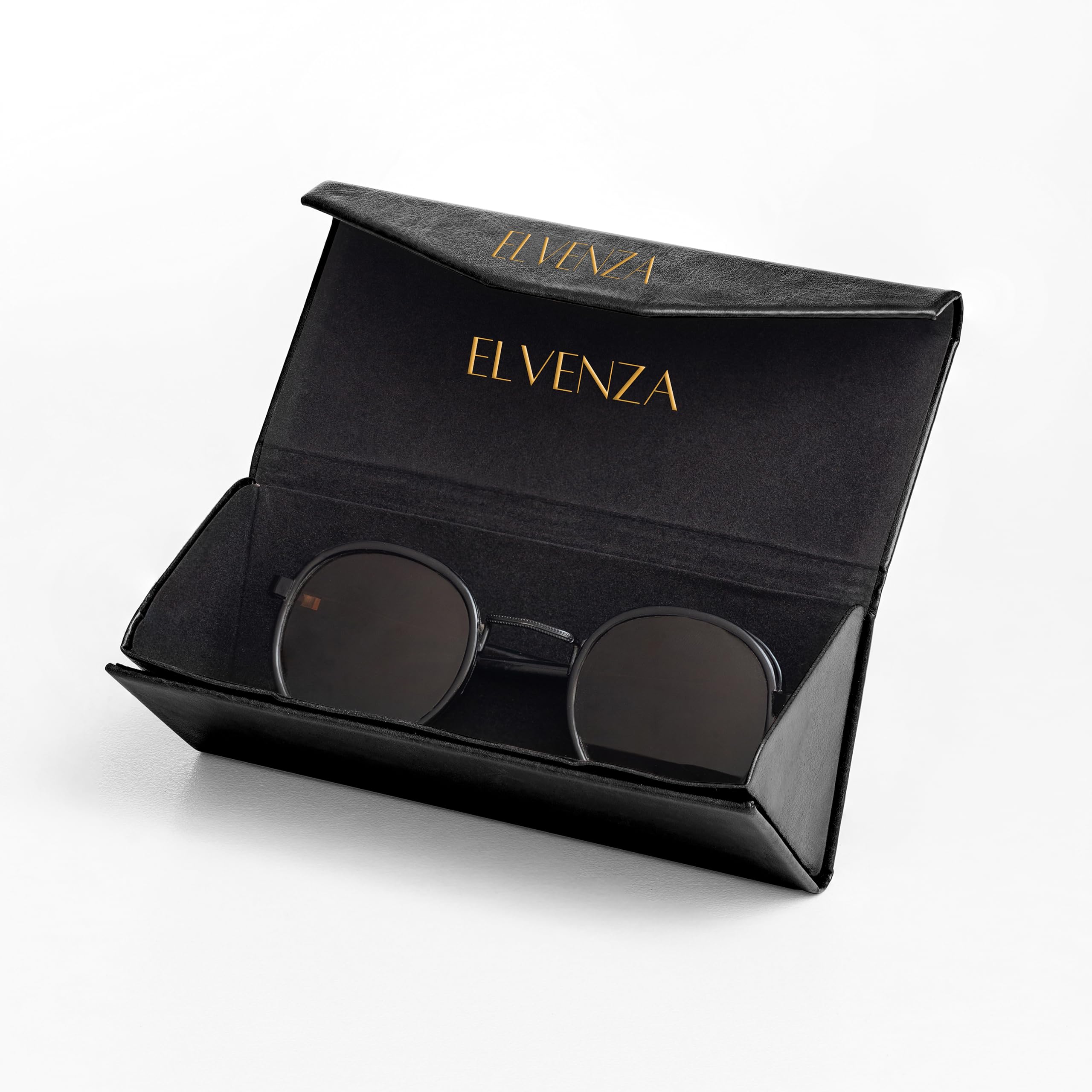 ELVENZA Foldable Glasses Case for Sunglasses & Eyewear - Includes Microfiber Cleaning Cloth | Compact Eyeglass Holder for Travel, Office & Daily Use