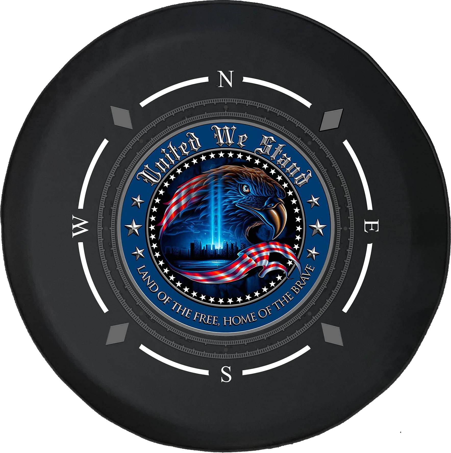 American Flag Spare Tire Cover - USA Eagle Compass Design, Fits SUV, Trailer, RV & Most Vehicles - Durable & Weatherproof Wheel Accessory for Off-Road Adventures & Patriotic Displays