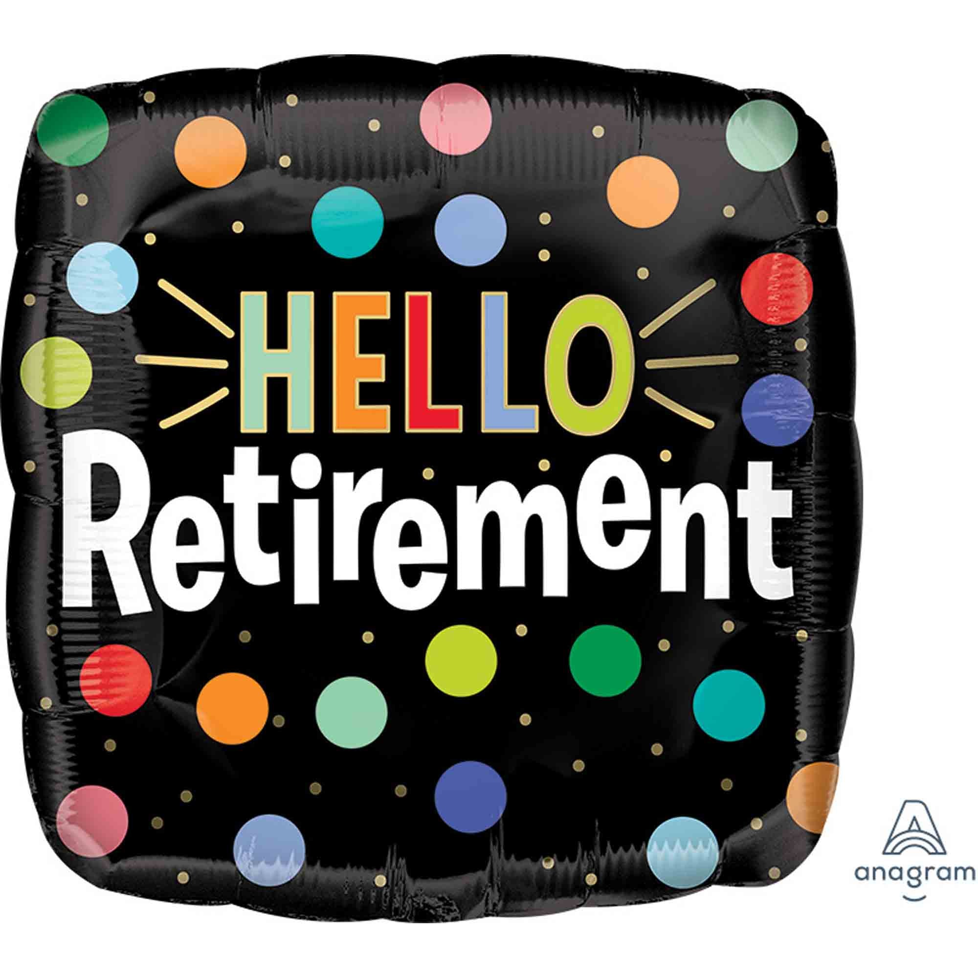 45CM Hello Retirement Foil Balloon - Gold & Silver Celebration Balloons for Retirement Parties, Office Decorations & Milestone Events