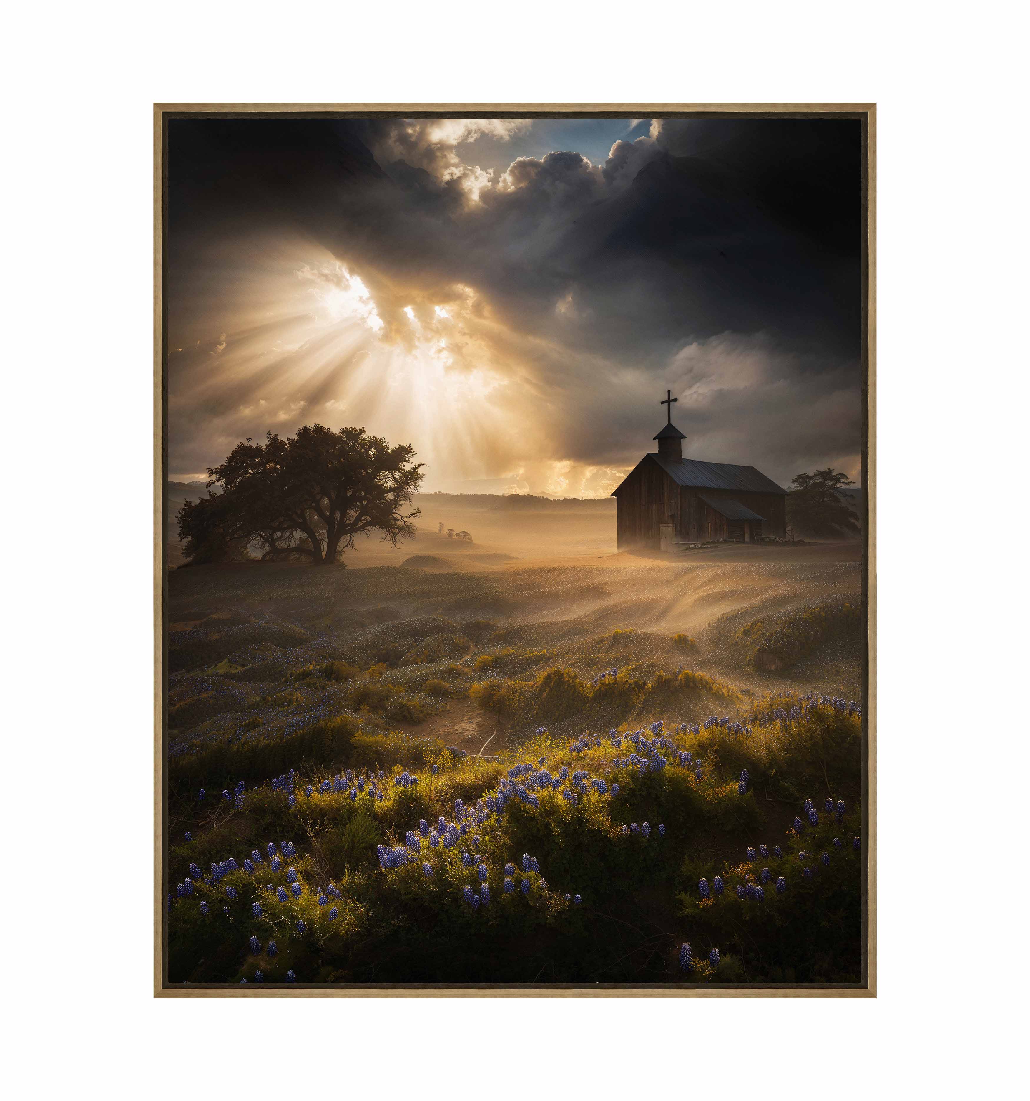 Celestial Rays Over Lone Star Land II - Stunning Galaxy Space Art Print on Gallery Wrapped Canvas - Perfect for Living Room, Bedroom & Office Wall Decor