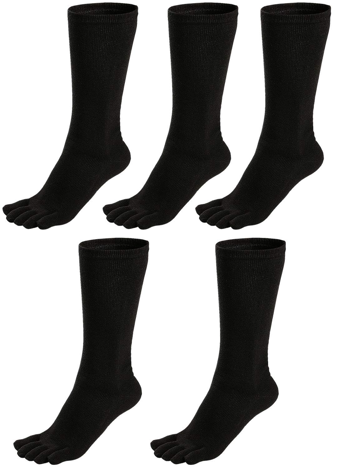 ZAKASA Men's Toe Socks for Running & Athletic - 5 Finger Cotton Crew Socks with Cushion - Perfect for Sports, Yoga, and Outdoor Activities