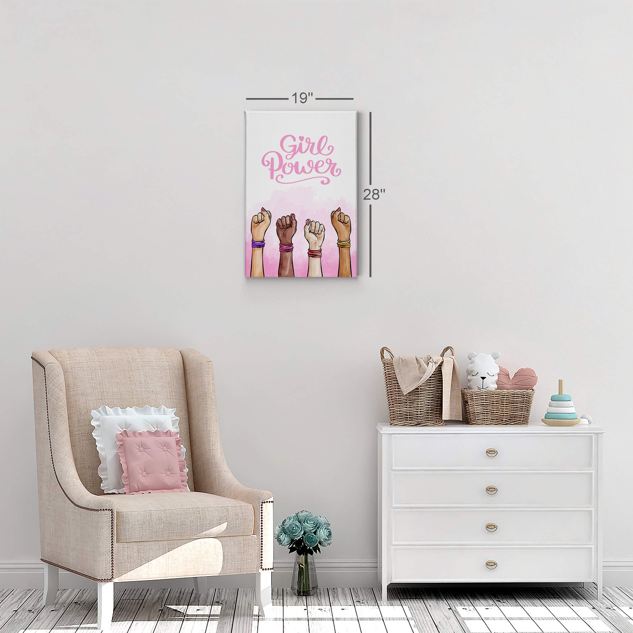 Girl Power Quote Canvas Print - Diversity Wall Art for Kids Room, Nursery & Baby Room Decor - African American & White/Black Design - Ready to Hang 36x24 - Made in USA | Inspirational Home Decor for Girls' Bedroom & Playroom