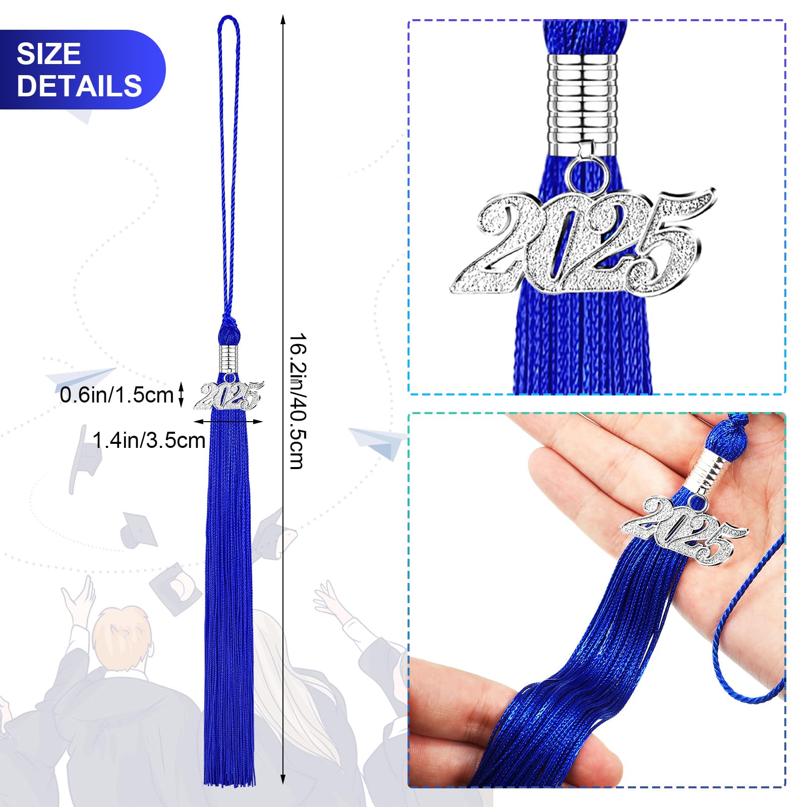 2025 Graduation Tassels - 10 Pack Royal Blue Cap Tassels with 2025 Charms for Graduation Caps | Perfect for High School & College Graduation Ceremonies, Graduation Parties and Photo Props