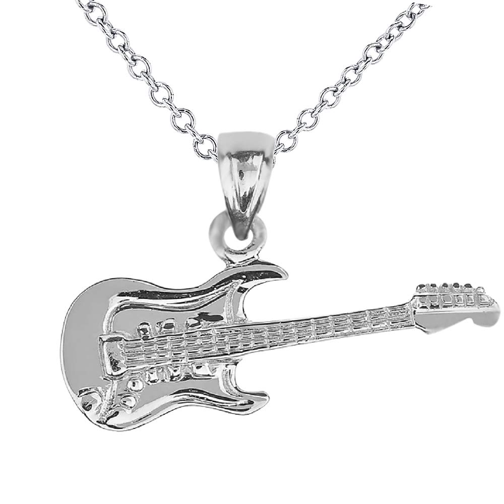 Sterling Silver Electric Guitar Pendant Necklace for Women - Perfect Gift for Musicians, Rock Fans & Music Lovers - Ideal for Concerts, Parties & Everyday Wear