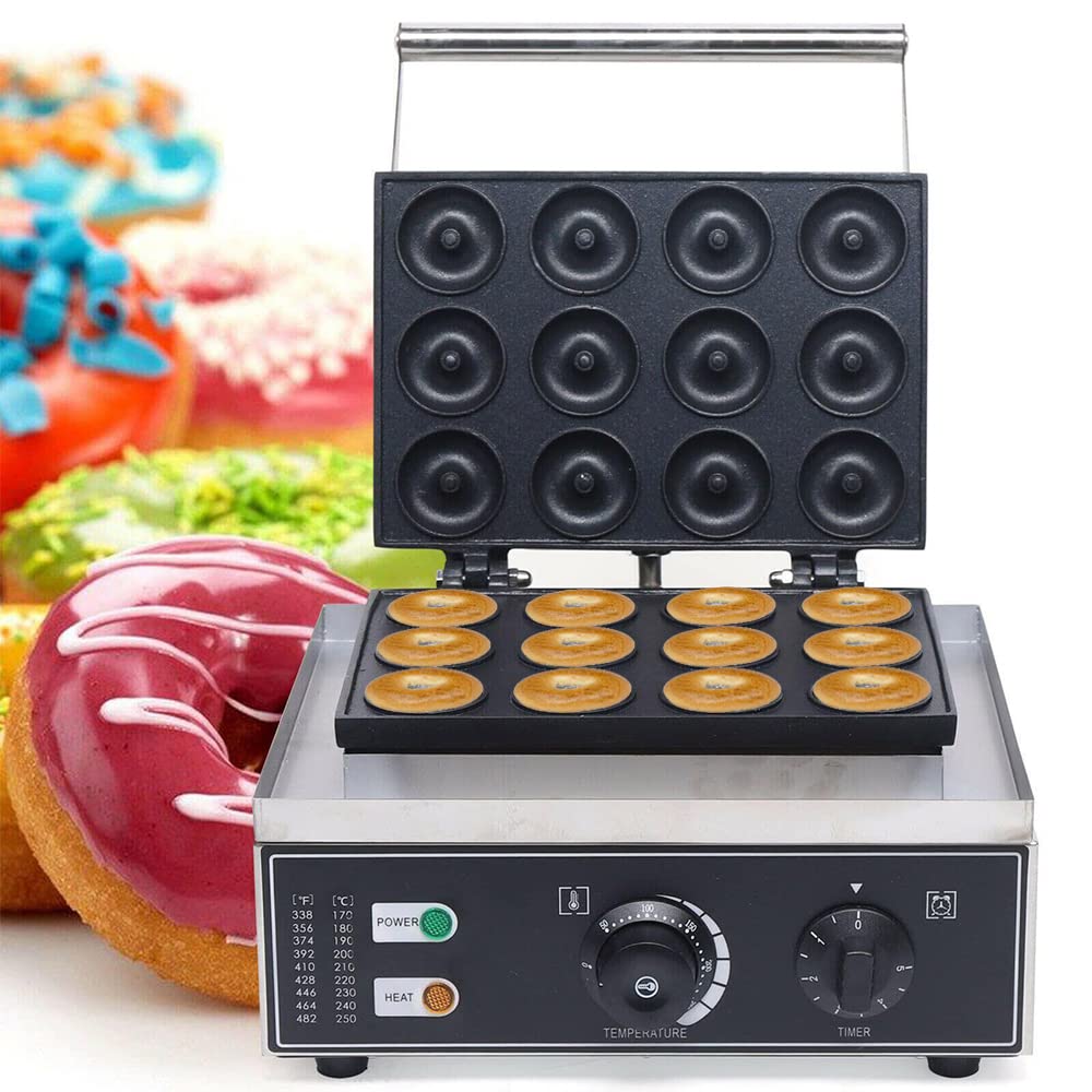1500W Electric Mini Donut Maker Machine - Makes 12 Small Doughnuts & Waffles, Non-Stick Surface, Perfect for Kids Breakfast, Snacks, Desserts | Fast US Shipping | Great for Birthday Parties, Family Gatherings & After-School Treats
