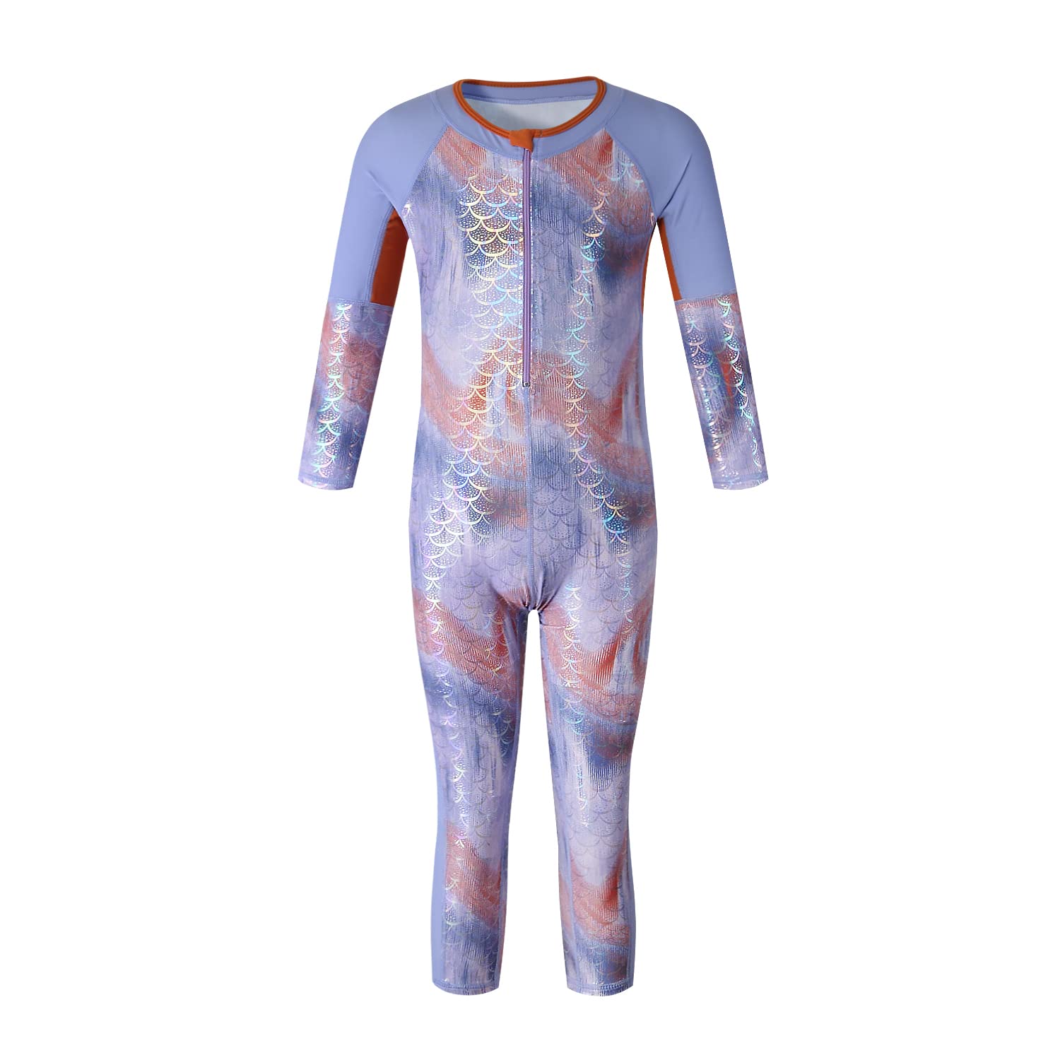 Vivobiniya Girls Long Sleeve Mermaid Swimsuit - Fish Scale Print One Piece Bathing Suit for Teens | Beach, Pool, Water Park & Summer Vacation Wear