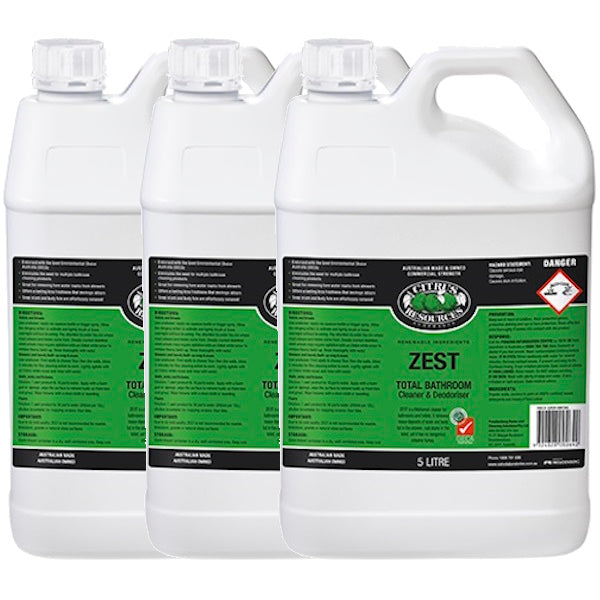 Citrus Resources Zest Concentrated Total Bathroom Cleaner & Deodorizer - Powerful Stain Remover for Tiles, Sinks & Showers | Fresh Lemon Scent for Sparkling Clean Bathrooms