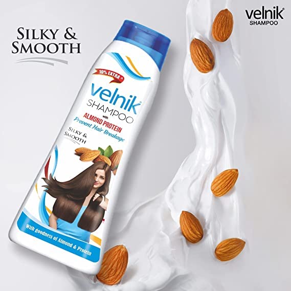 Velnik Natural Shine Hair Shampoo with Almond Oil - Prevents Hair Breakage, Adds Silkiness for Dry & Damaged Hair - 3 Pack (88ml Each) - Perfect for Daily Hair Care & Salon-Quality Results at Home
