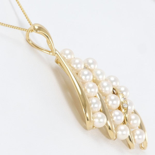 18K Yellow Gold Akoya Pearl Diamond Pendant Necklace for Women - Elegant Bridal Jewelry, Anniversary Gift & Special Occasion Accessory