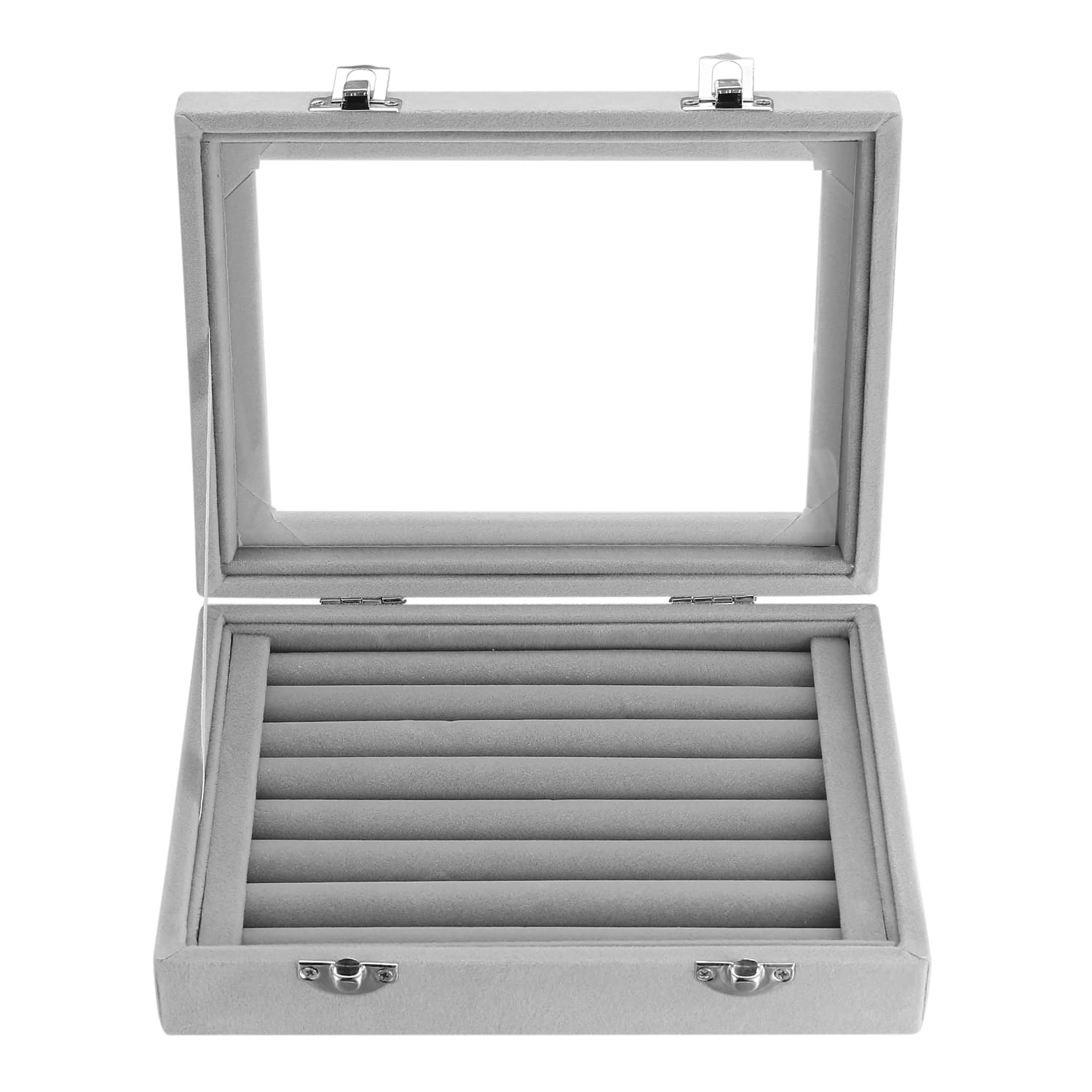 Luxury Velvet Jewelry Box with 7 Slots - Elegant Ring Organizer & Jewelry Display Case for Women - Perfect for Travel, Home Storage & Gift Giving - Necklace, Earring & Ring Holder Showcase Box