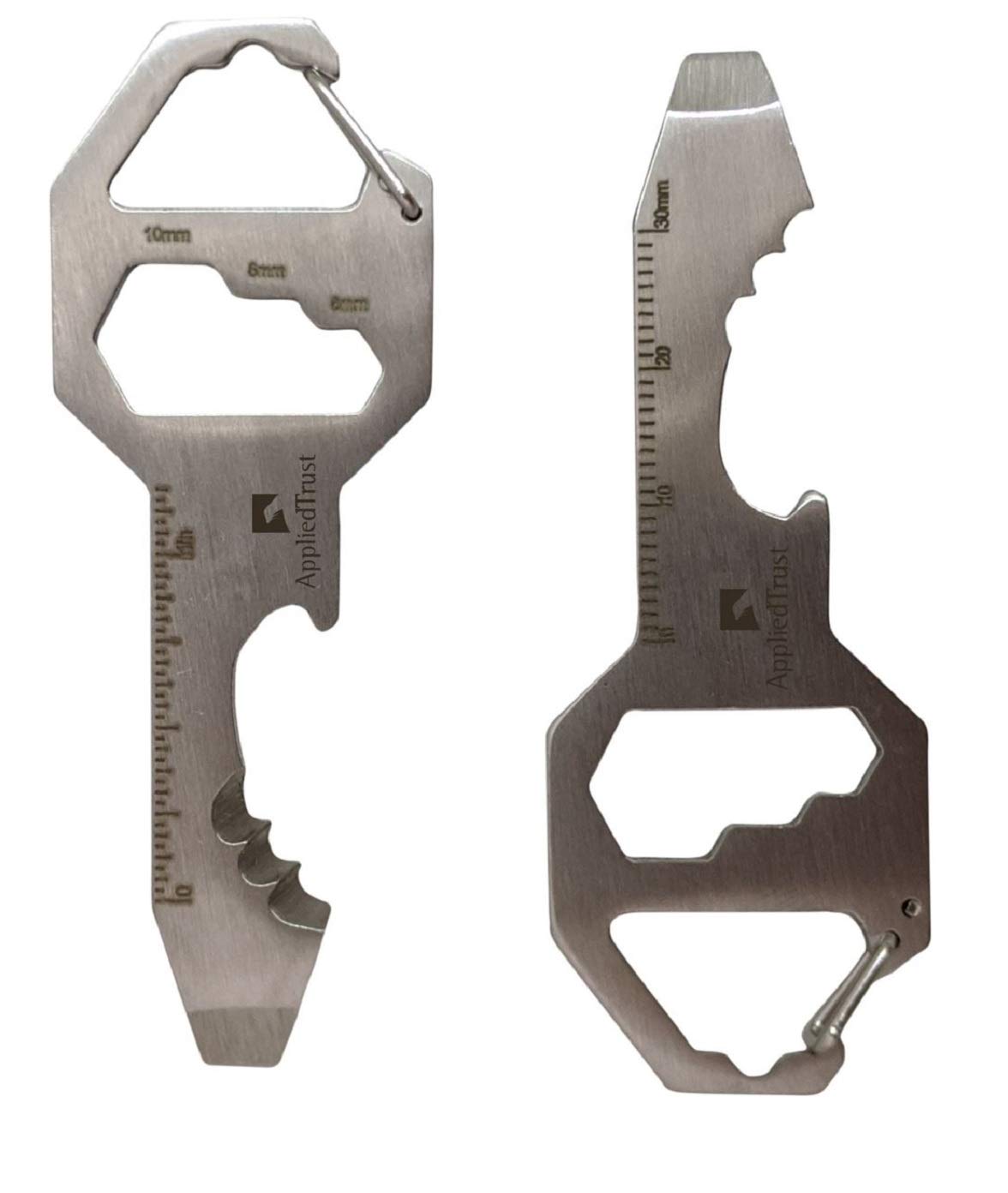 6-in-1 Stainless Steel Multitool Keychain with Engraving - Screwdriver, Bottle Opener, Knife, Ruler & Wrench - Perfect for Camping, Hiking, DIY & Emergency Survival Kit
