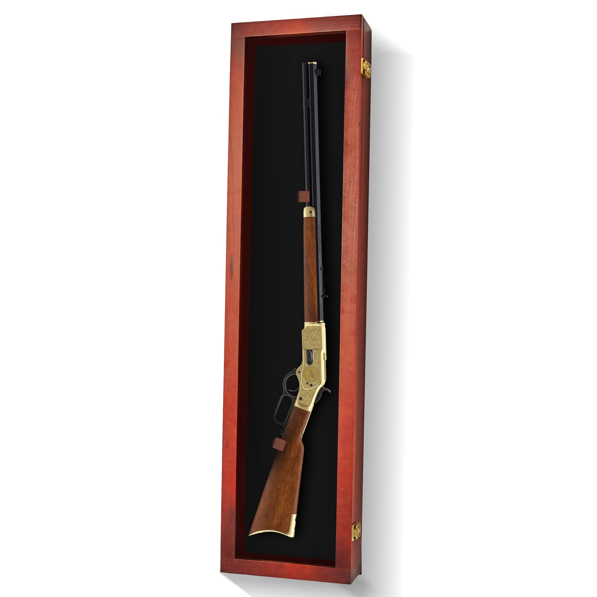 Premium PENNZONI Gun Display Case - Wall Mount Rifle & Shotgun Showcase with Acrylic Door - Perfect for Firearm Collectors, Hunting Trophies & Sword Display in Man Cave or Gun Room