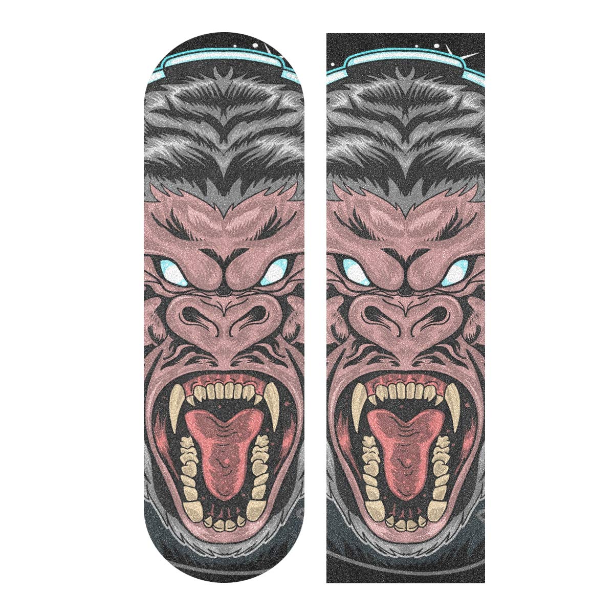 Gorilla Headphone Sandpaper Skateboard Grip Tape - 33x9 Inch Bubble-Free Longboard Griptape for Enhanced Grip and Durability - Perfect for Skateboarding and Longboarding Adventures