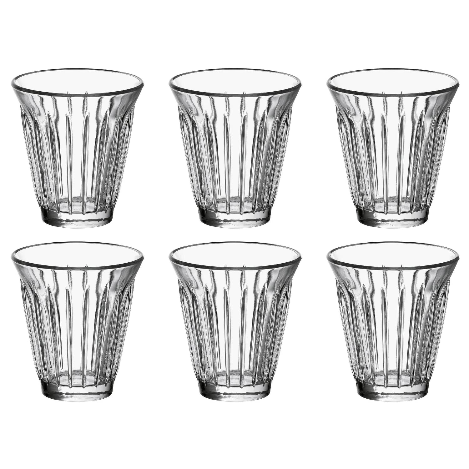 La Rochère Zinc Coffee Cups - 6-Pack Clear Glass Mugs (200ml) for Espresso, Latte & Cappuccino - Perfect for Home, Cafe & Restaurant Use