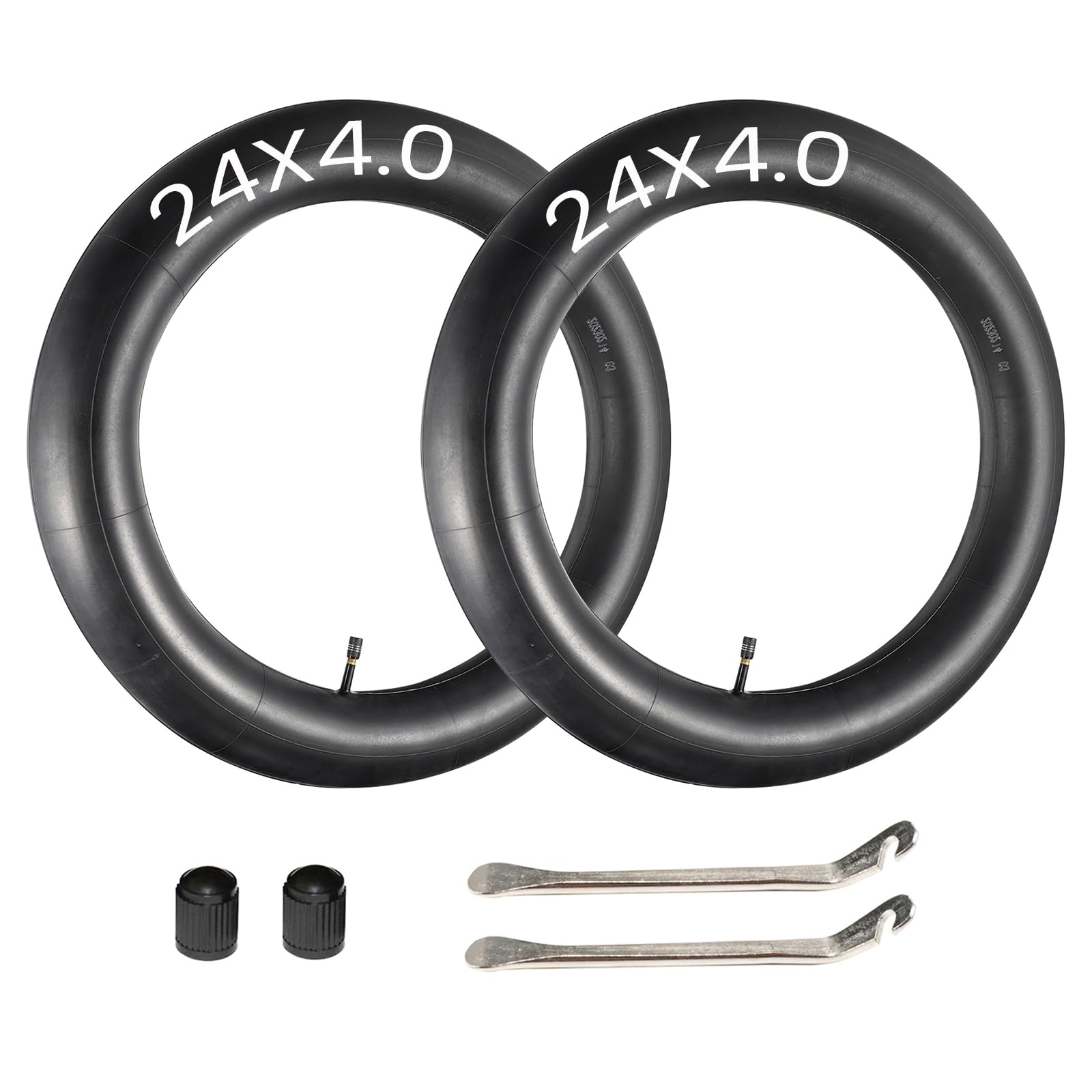 2-Pack 24x4.0 Fat Bike Inner Tubes with 32mm Schrader Valve - Compatible with E-Bike, Mountain Bike (24x3.50, 24x3.60, 24x3.80, 24x4.0) - Perfect for Off-Road Adventures, Winter Cycling & Electric Bike Commuting