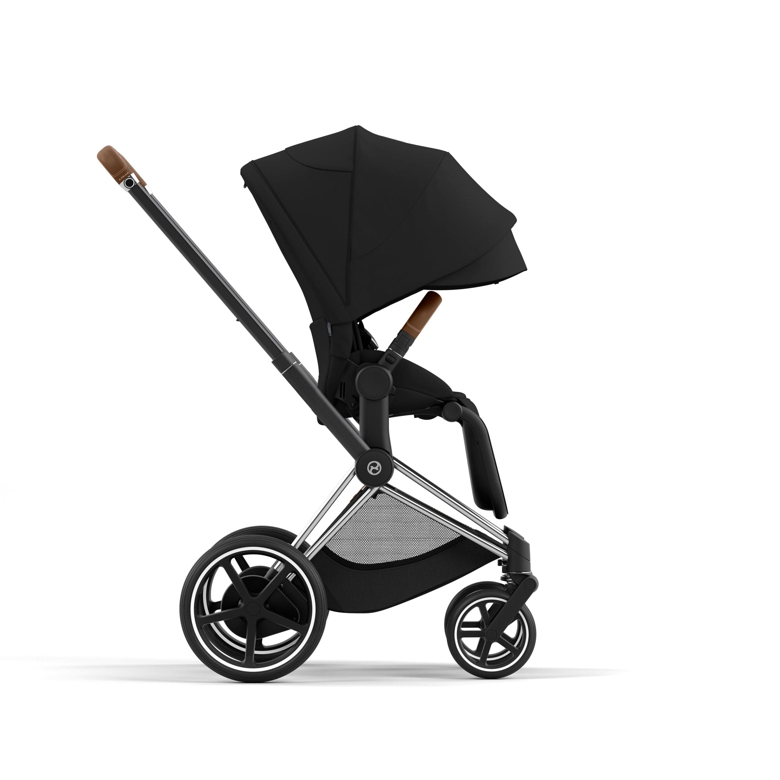 Cybex ePriam 2 Complete Stroller - Lightweight Chrome/Brown Baby Stroller with Adjustable Seat | Perfect for City Walks, Shopping & Travel