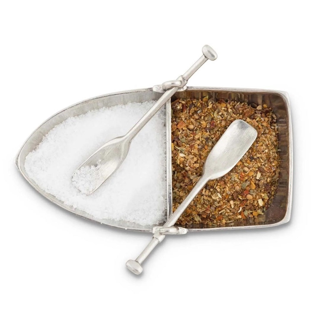 Premium Wooden Row Boat Salt Cellar with Lid - Handcrafted Kitchen Salt Keeper for Cooking, Dining & Table Decor - Perfect for Home, Restaurant & Gift Giving