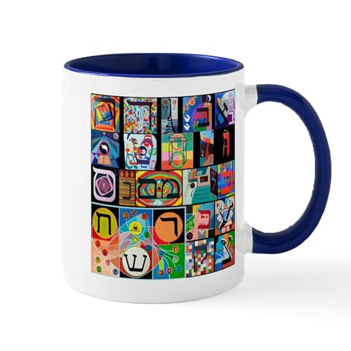 White/Navy Inside - The Hebrew Alphabet Mugs