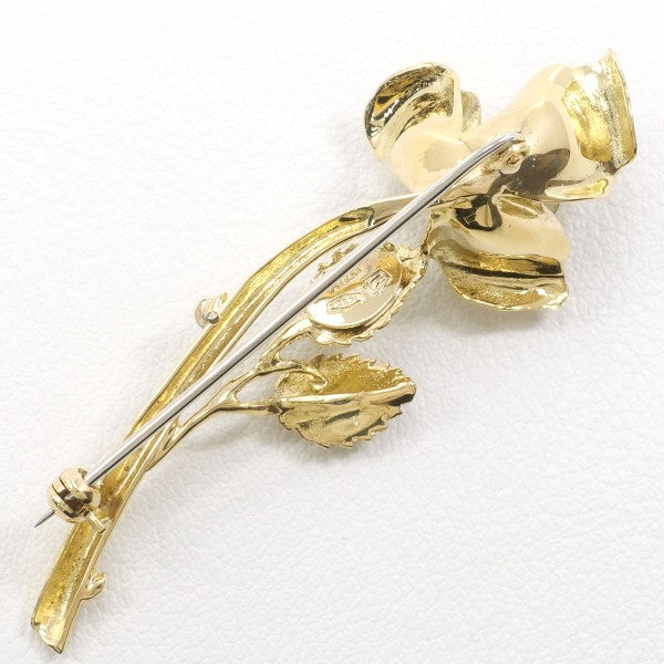18K Yellow Gold Diamond Brooch Pin - Elegant Floral Design for Women, Perfect for Weddings, Parties & Special Occasions