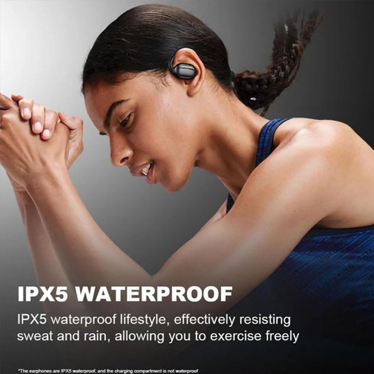 Secretous Open Ear Bluetooth Earbuds with LED Display - IPX5 Waterproof, Bluetooth 5.4 Wireless Headphones for Running, Cycling & Outdoor Sports (Black)