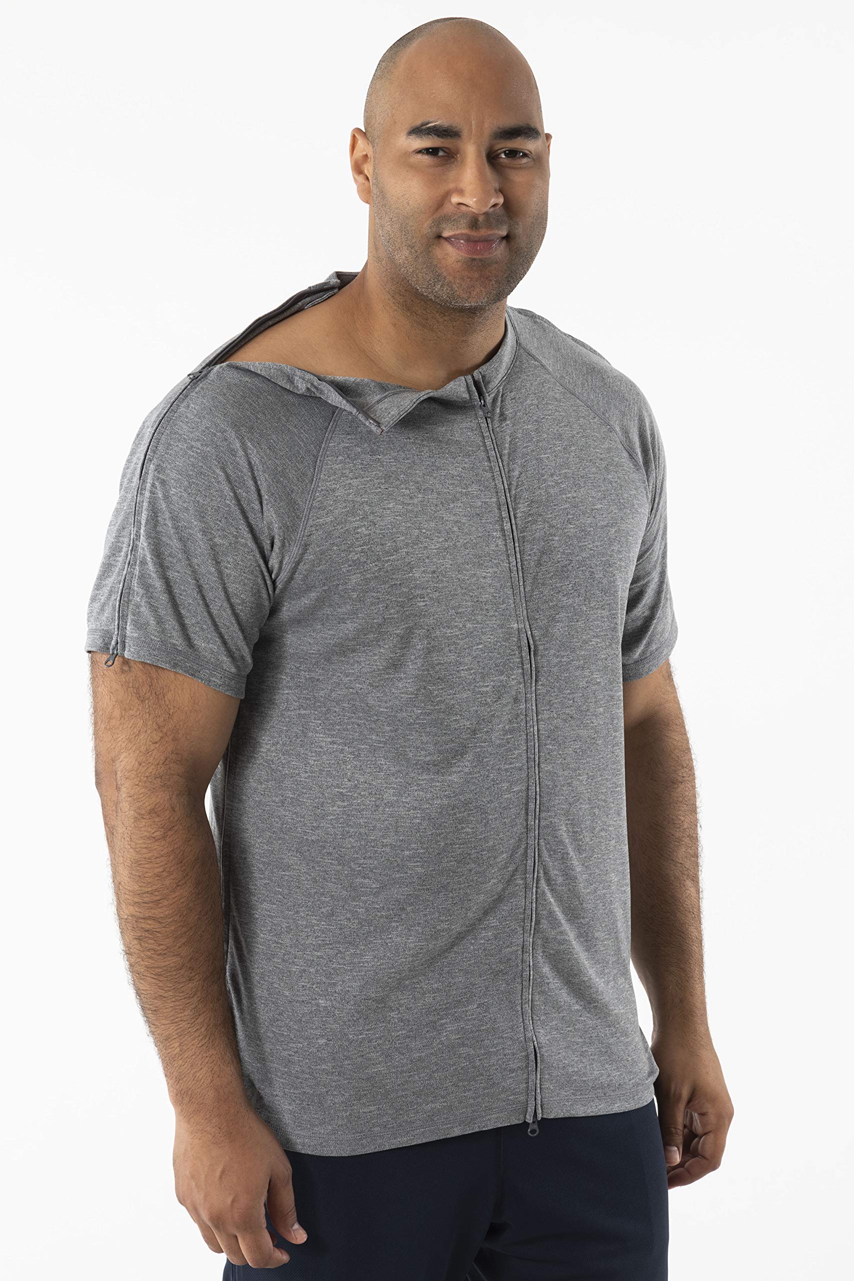 Post Shoulder Surgery Shirts for Men | Comfortable Chemo Clothing | Short Sleeve Button Down Shirt - Ideal for Recovery, Hospital Visits & Everyday Wear