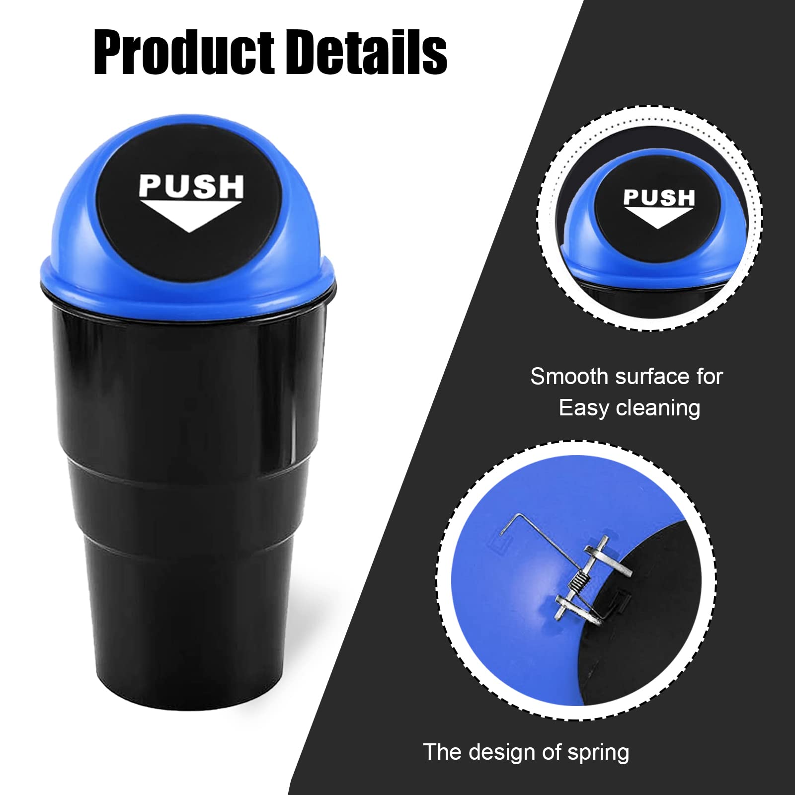 NTNEV Mini Car Trash Can - Leakproof Vehicle Cup Holder Garbage Bin with Lid for Auto, Home & Office | Perfect for Road Trips, Commuting & Workspace Organization (Blue)
