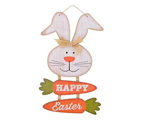 Greenbrier Easter Decorations - Happy Easter Rabbit Wall Hanging Sign with Truck Design - Perfect for Spring Home Decor, Easter Party Supplies & Outdoor Garden Decorations