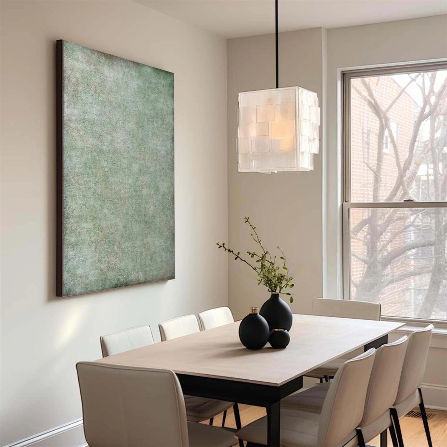 Green Abstract Wall Art Canvas Painting - Modern Home Decor for Living Room, Bedroom & Office | #AB473