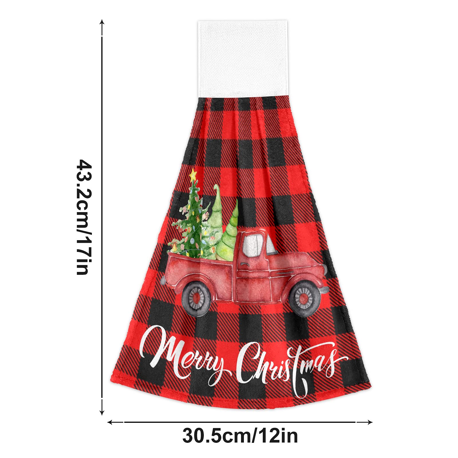 Boccsty Christmas Tree Truck Hanging Hand Towels - 2 Pack Winter Snowflake Kitchen Towels, Plaid Tartan Bathroom & Face Towels for Home Spa | Perfect for Holiday Decor, Kitchen Use & Bathroom Essentials