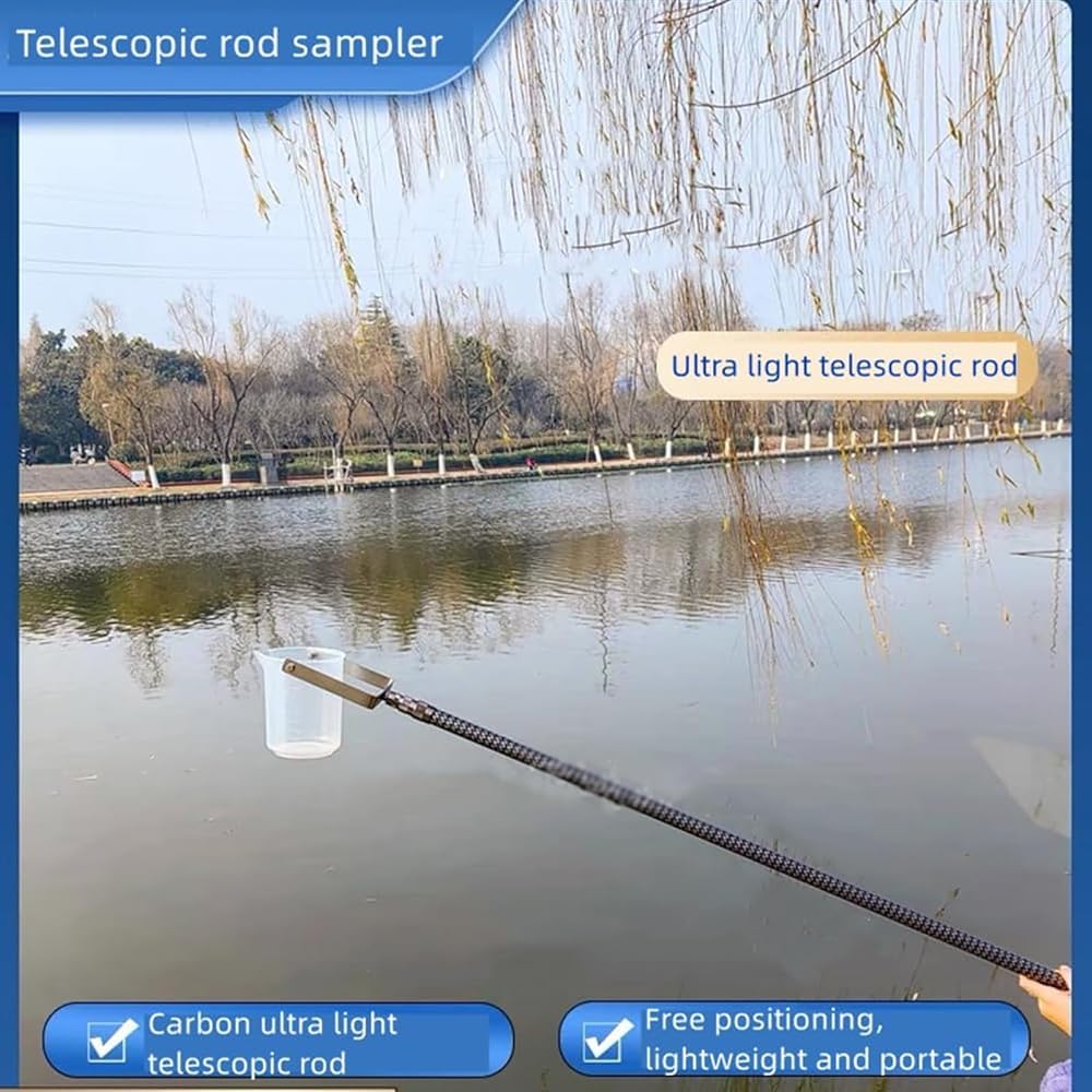 500ml Telescopic Water Sampler - Extendable 1.43m-6m (4.7ft-19.7ft) Water Sampling Dipper System for Environmental Monitoring & Water Quality Testing | Lightweight Plastic Ladle Pendulum Beaker | Ideal for Lakes, Rivers, Ponds & Laboratory Use