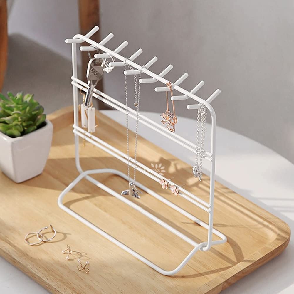 Jewelry Organizer & Holder - Premium White Display Stand for Earrings, Necklaces & Bracelets | Perfect for Bedroom Vanity, Travel & Gift Giving
